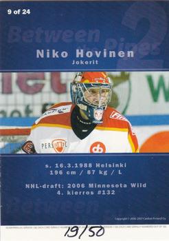 2006-07 Cardset Finland - Between the Pipes Gold #9 Niko Hovinen Back