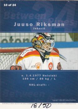 2006-07 Cardset Finland - Between the Pipes Gold #10 Juuso Riksman Back