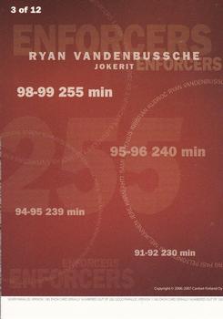 2006-07 Cardset Finland - Enforcers #3 Ryan VandenBussche Back