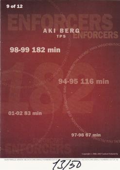 2006-07 Cardset Finland - Enforcers Gold #9 Aki Berg Back