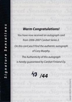 2006-07 Cardset Finland - Signature Sensations 2 #NNO Cory Murphy Back
