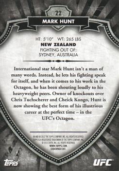 2012 Topps UFC Bloodlines - Black #22 Mark Hunt Back