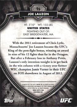 2012 Topps UFC Bloodlines - Black #96 Joe Lauzon Back
