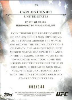 2014 Topps UFC Bloodlines - Flag #29 Carlos Condit Back
