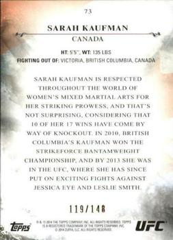 2014 Topps UFC Bloodlines - Flag #73 Sarah Kaufman Back
