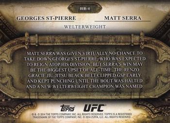 2014 Topps UFC Bloodlines - Historic Battles #HB-4 Georges St-Pierre / Matt Serra Back