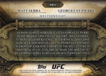 2014 Topps UFC Bloodlines - Historic Battles #HB-6 Georges St-Pierre / Matt Serra Back