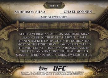 2014 Topps UFC Bloodlines - Historic Battles #HB-10 Anderson Silva / Chael Sonnen Back