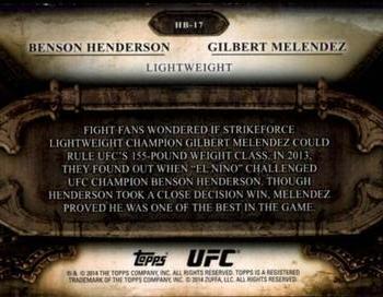2014 Topps UFC Bloodlines - Historic Battles #HB-17 Gilbert Melendez / Benson Henderson Back