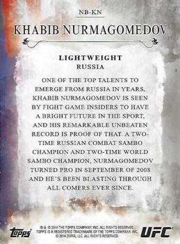 2014 Topps UFC Bloodlines - New Blood #NB-KN Khabib Nurmagomedov Back