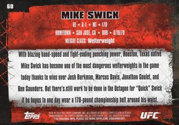2010 Topps UFC - Gold #60 Mike Swick Back