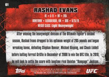 2010 Topps UFC - Gold #61 Rashad Evans Back