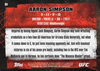 2010 Topps UFC - Gold #91 Aaron Simpson Back