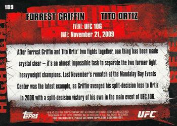 2010 Topps UFC - Gold #189 Forrest Griffin / Tito Ortiz Back