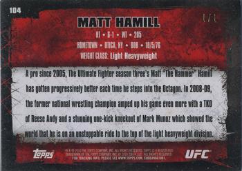 2010 Topps UFC - Diamond #104 Matt Hamill Back