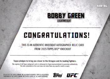 2015 Topps UFC Knockout - Autographed Relics #KAR-BG Bobby Green Back