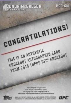 2015 Topps UFC Knockout - Autographs #KOA-CM Conor McGregor Back