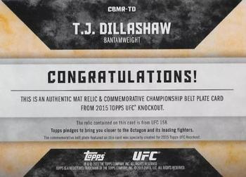 2015 Topps UFC Knockout - Championship Belt Plate Mat Relics #CBMR-TD TJ Dillashaw Back