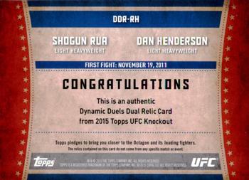2015 Topps UFC Knockout - Dynamic Duels Relics #DDR-RH Dan Henderson / Shogun Rua Back