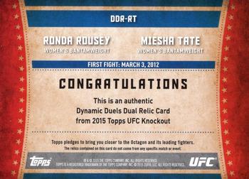 2015 Topps UFC Knockout - Dynamic Duels Relics #DDR-RT Ronda Rousey / Miesha Tate Back
