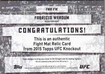 2015 Topps UFC Knockout - Fight Mat Relics #FMR-FW Fabricio Werdum Back