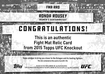 2015 Topps UFC Knockout - Fight Mat Relics #FMR-RRO Ronda Rousey Back