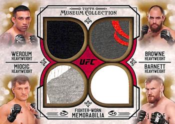2015 Topps UFC Knockout - Museum Collection Primary Pieces Quad Relics Gold #PPQR-WBMB Josh Barnett / Fabricio Werdum / Stipe Miocic / Travis Browne Front