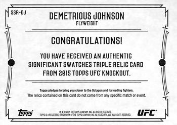 2015 Topps UFC Knockout - Museum Collection Significant Swatches Triple Relics #SSR-DJ Demetrious Johnson Back