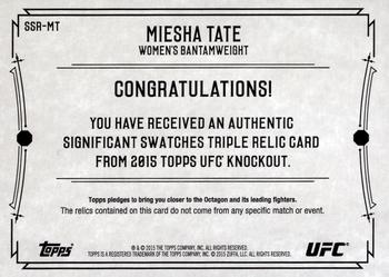 2015 Topps UFC Knockout - Museum Collection Significant Swatches Triple Relics Gold #SSR-MT Miesha Tate Back