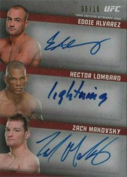 2015 Topps UFC Knockout - Three of a Kind Autographs #TOK-ALM Eddie Alvarez / Zach Makovsky / Hector Lombard Front