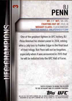 2015 Topps UFC Champions #3 BJ Penn Back