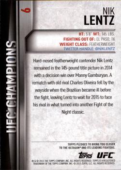 2015 Topps UFC Champions #6 Nik Lentz Back