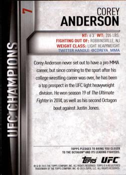 2015 Topps UFC Champions #7 Corey Anderson Back