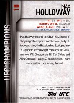 2015 Topps UFC Champions #10 Max Holloway Back