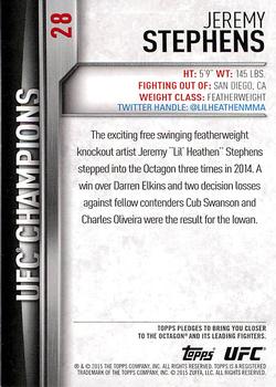 2015 Topps UFC Champions #28 Jeremy Stephens Back