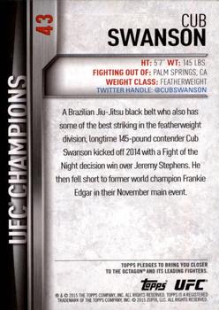 2015 Topps UFC Champions #43 Cub Swanson Back
