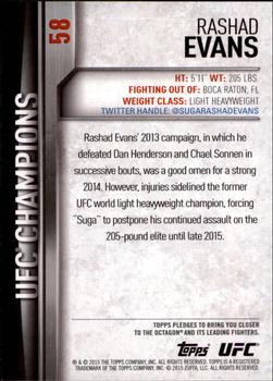 2015 Topps UFC Champions #58 Rashad Evans Back