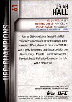 2015 Topps UFC Champions #61 Uriah Hall Back