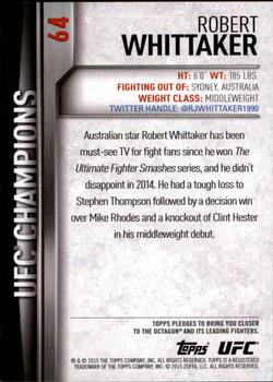2015 Topps UFC Champions #64 Robert Whittaker Back