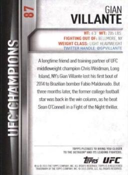 2015 Topps UFC Champions #87 Gian Villante Back