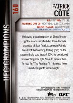 2015 Topps UFC Champions #160 Patrick Cote Back