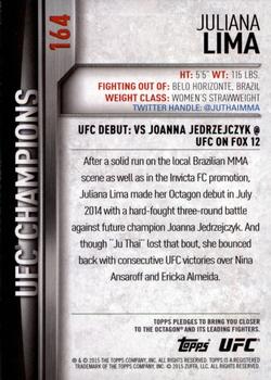 2015 Topps UFC Champions #164 Juliana Lima Back