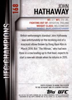 2015 Topps UFC Champions #168 John Hathaway Back
