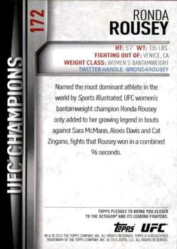 2015 Topps UFC Champions #172 Ronda Rousey Back