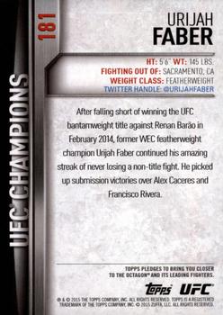 2015 Topps UFC Champions #181 Urijah Faber Back