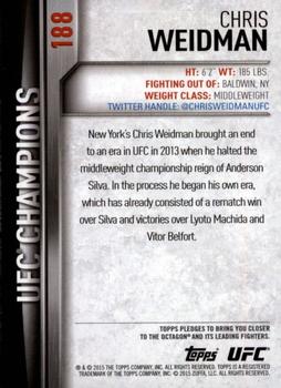 2015 Topps UFC Champions #188 Chris Weidman Back