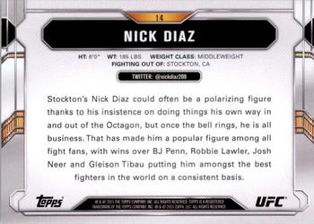 2015 Topps UFC Chronicles #14 Nick Diaz Back