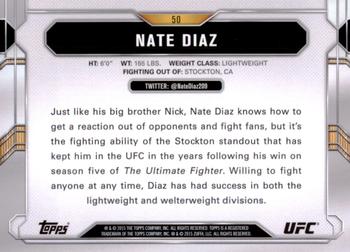2015 Topps UFC Chronicles #50 Nate Diaz Back