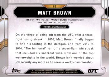 2015 Topps UFC Chronicles #65 Matt Brown Back
