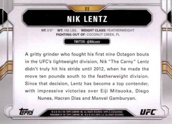 2015 Topps UFC Chronicles #89 Nik Lentz Back